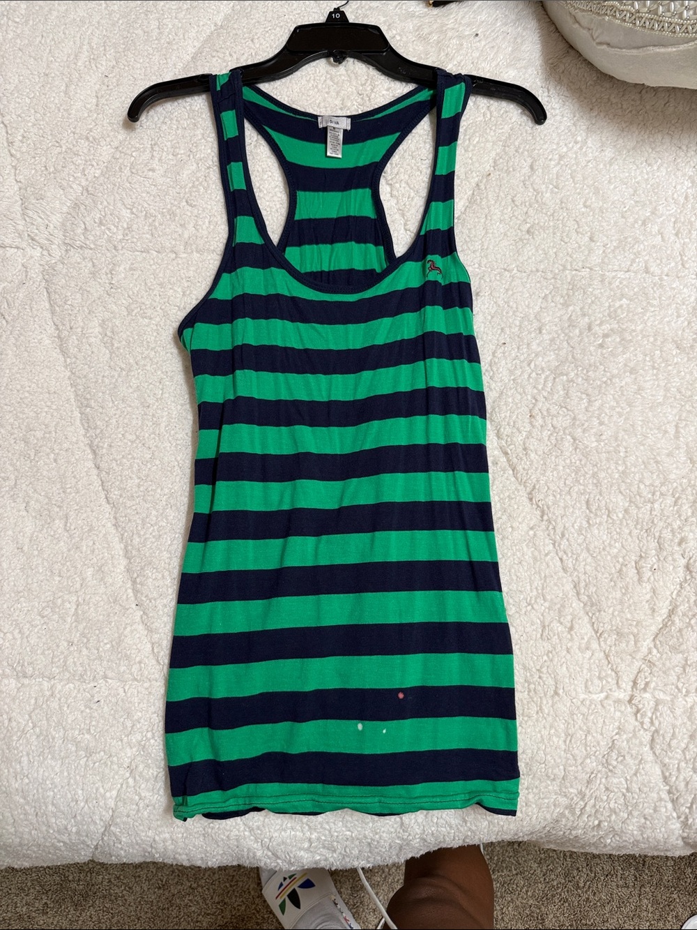 Diva Navy and Green Striped Racerback Tank